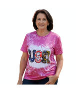"USA" Tie Dye Magenta Pink - Women's top (Large) - $12.79