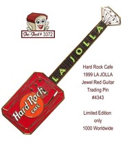 Hard Rock Cafe 1999 LA JOLLA Jewel Red Guitar 4343 Trading Pin - £10.35 GBP