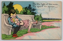 Cute Couple By The Light Of The Moon Tis Sport To Spoon Postcard O23 - £7.97 GBP