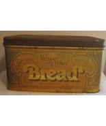 VINTAGE RUSTIC WHEAT HEART METAL BREAD BOX LARGE TIN STORAGE 70S DECOR F... - £23.06 GBP