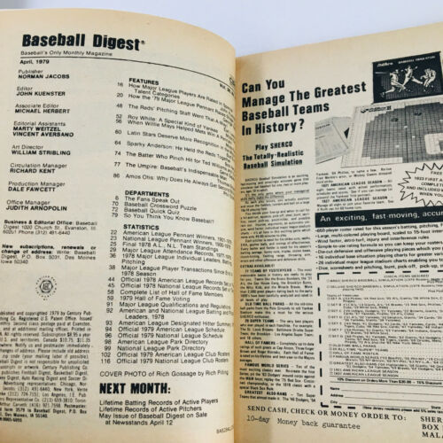 VTG Baseball Digest Magazine April 1979 Yankee Reliever Rich Gossage Item image 2