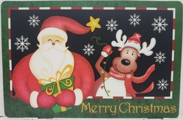 1 (One) Pc Kitchen Vinyl/Foam Back Placemat, Merry Christmas,Santa &amp; Raindeer,Bh - £7.11 GBP