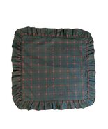 Vintage Plaid Full  Bed Skirt - 2 Large Ruffled Pillow Shams Green Red 3pc - €30,08 EUR