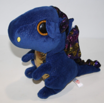 TY Beanie Boos Saffire the Dragon 9" Boo Blue Plush Gold Sparkle Eyes So... - $10.40