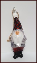 NEW Pottery Barn Buffalo Check Mercury Glass Gnome Christmas Ornament - £7.98 GBP