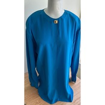 1980s Vibrant Blue Laurel by Escada Silk Top Tunic Womens 40 Medium W Ge... - €33,94 EUR