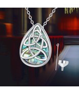 Celtic Knot Urn Necklace for Women 925 Sterling Silver Teardrop Keepsake... - $2,189.54 MXN
