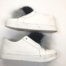 Sam Edelman Leya white Sneakers shoes faux fur pom pom size 9 - £17.19 GBP
