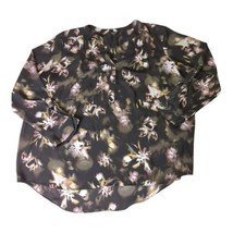 Simply Vera Vera Wang Black Floral Flowy Blouse Long Sleeve Womens Size XXL - £11.29 GBP