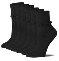 Tipi Toe Womens 6 Pairs White/Grey/Black Solid Lettuce Edge Lightweight ... - $14.69