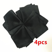 4 Black Solid Handkerchief Only Pocket Square Hanky Wedding - £11.26 GBP
