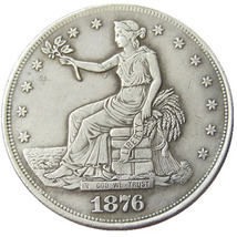 US 1876 Trade Dollar Silver Plated Copy Coin - £7.98 GBP