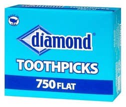 Diamond TOOTHPICKS MADE in USA 750 count Flat Wood 2.5&quot; No Additive Birch wooden - £26.36 GBP