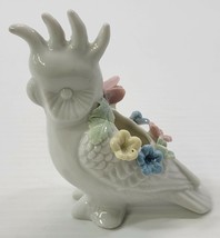 Cockatoo Bird Porcelain Candle Holder Figurine 3.5&quot; Tall - £4.64 GBP