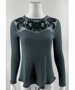Maurices Womens Top Size XS Teal Green Embroidered Floral Long Sleeve - $413.96 MXN
