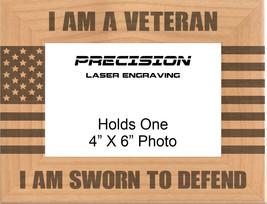 I Am A Veteran Engraved Wood Picture Frame - 4x6 5x7 - Military Veteran Gift - £19.11 GBP+