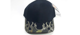 Magic Headwear Baseball Hat Black W Camouflage Flames 100% Cotton NWT - $12.99