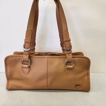 The SAK Brown Pebbled Leather Double Handle Satchel Hand Bag Purse Silver Metal - £19.32 GBP