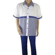 Men MONTIQUE 2pc Walking Leisure Suit Matching Set Short Sleeves 2212 Purple image 2