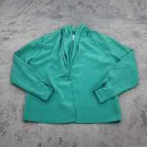 Basic Jacket Womens L Green Long Sleeve VNeck Shoulder Pads One Button B... - £23.33 GBP