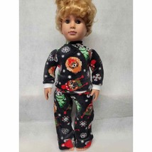 Doll Pajamas Holiday Velour Pants Sweatshirt Fits American Girl &amp; 18 inc... - $11.85