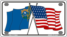 Nevada Crossed US Flag Novelty Mini Metal License Plate Tag - £11.76 GBP