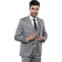 Men 3pc European Vested Suit WESSI by J.VALINTIN Extra Slim Fit JV21 gray silver image 5