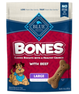 Blue Buffalo Bones Natural Crunchy Dog Treats, Large Dog Biscuits, Beef ... - $23.15 CAD