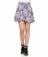 REBECCA MINKOFF Kensett Printed Purple Silk Flounce Mini Skirt 6 S - £39.65 GBP