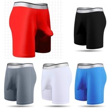 PlusSize Men Bulge Underwear Long Leg Trunks Boxer Brief Dry Silky Short... - £7.69 GBP