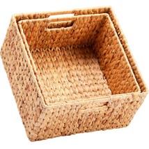 Water Hyacinth Storage Baskets For Organizing, Decorative Wicker Baskets With Ca - £52.74 GBP