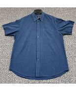 Basic Editions Shirt Men Large Blue Plain Blank Button Down Short Sleeve... - €16,18 EUR