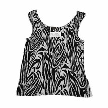 Women Shirt XL Black Sleeveless Top Animal Print Design Chic Summer Casual Wear - £19.53 GBP