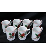 Gibson Christmas Cardinals Pine Holly Mugs 4 1/4&quot; Lot of 7  Xmas - $34.90 CAD