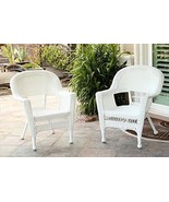 Jeco Wicker Patio Chairs (Set of 2) White Wicker - £246.69 GBP