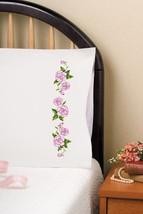Tobin Stamped For Embroidery Pillowcase Pair 20&quot;X30&quot;-Roses - £15.51 GBP