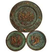 3 Embossed Copper Brass Wall Plates England Bar Design Sledding Flute 10... - $34.29