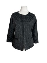 Chicos Womens Size 0 Extra Small Jacket Polka Dot Black on Black 3/4 Sle... - £19.46 GBP