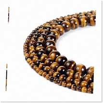 High-Quality AAAA Yellow Tiger Beads Round Smooth Gemstone Strand for Jewelry Ma - £32.92 GBP