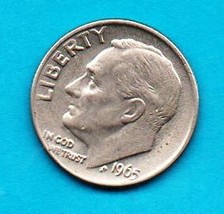 1965 Roosevelt Dime -Circulated minimum wear - $0.10
