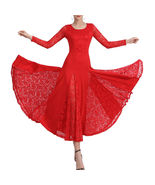 Womens Patchwork Wide Hemline Dress Elegant Red - £12.24 GBP