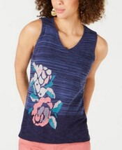 Style &amp; Co Sleeveless Printed V-Neck Sweater, Size Large - $7.92