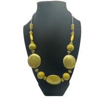 Avocado Green Beaded Statement Necklace 21 inch - £15.63 GBP
