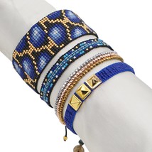 Bracelet Jewelry for Women Handmade Loom Woven Blue Beaded Fashion Jewellery Leo - £31.86 GBP