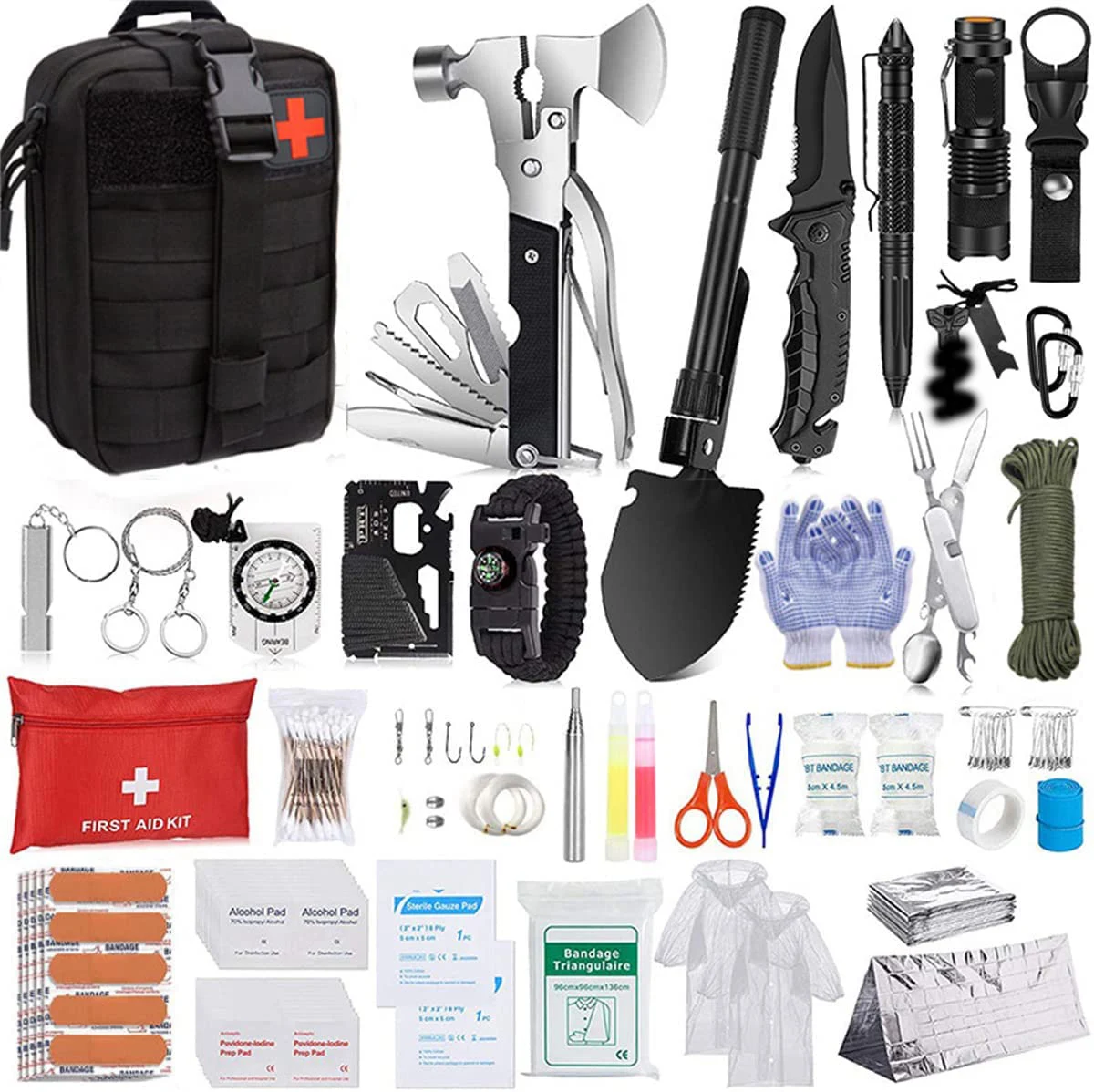 Outdoor Multitool Survival Kit Self Defense Gear First Aid EDC Ifak Emergency - £94.29 GBP