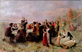First Thanksgiving from Jennie Brownscomb Painting Museum of Pilgrim Postcard X9 - £6.35 GBP