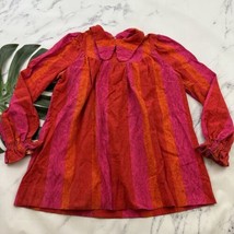 Womens Vintage Trapeze Top Size M Pink Orange Stripe Wide Collar Puff Sl... - $34.64