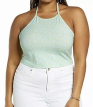 Bp Womens Halter Green Combo  Ditsy-Floral Cropped Top Size 1X - £5.91 GBP