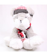 Hugfun Intl. Gray &amp; White Soft Plush Dog With Fleece Scarf &amp; Hat Stuffed... - $9.32