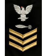 USN RATING BADGE TM1 TORPEDOMAN'S MATE PO1  E-6 GOLD/BLACK MALE - $9.85